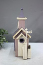 Artisan Crafted Architectural Purple And Lavender School House Bird House