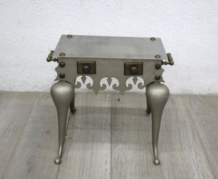 Antique Brass And Iron Fireplace Footman Bench Stool