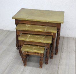 Set Of Sarreid Ltd. Brass Nesting Tables