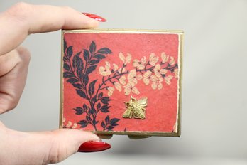 Compact Folding Mirror  With Floral And Bee Decorated Cover