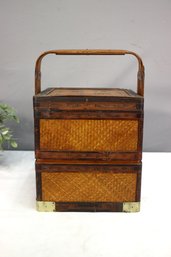 Vintage Chinese Wooden/Bamboo Wedding Basket (also Great Picnic Basket)