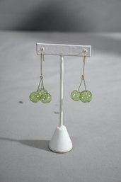 Tiny Green Glass Orb Earrings