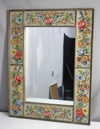 Wood Inlay Art Hand Painting Framed Mirror