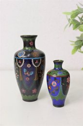 Pair Of  Cloisonne Enamel And Copper Baluster Bud Vases