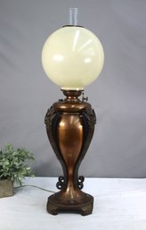 Vintage Brass Electric Converted B & H Oil Lamp Table Lamp