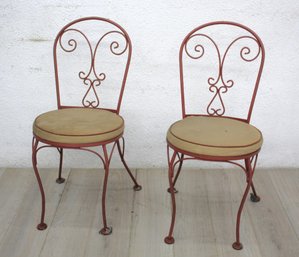 Vintage Pair Of Wrought Iron Bistro Chairs