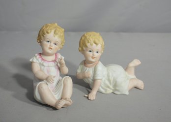 Pair Of Vintage Andrea By Sadek Bisque Piano Babies