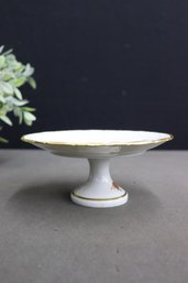 Limoges Porcelain Cake Stand With Gold Rim And Flower Detail