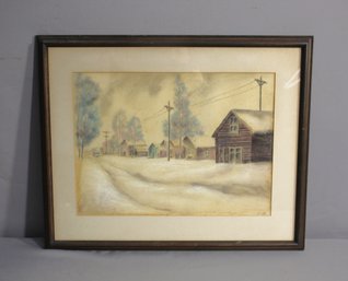 'Winter's Repose In The Heartland' - Framed Pastel Landscape Signed