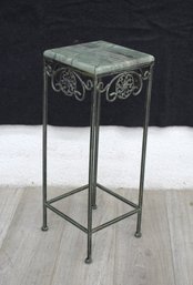 Vintage Wrought Iron And Marble Top Plant Stand