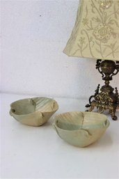 Two MCM Pottery Hand-formed  Folded Leaf Bowls