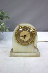 Vintage Electric Clock - Whitehall Hammer Synchronous Movement & White Onyx Carved Body