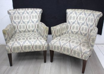 Pair Of Stickley Upholstered Armchairs With Patterned Fabric