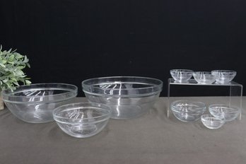 Group Lot Of Duralex Glass Mixing And Ingredient Bowls - Various Sizes