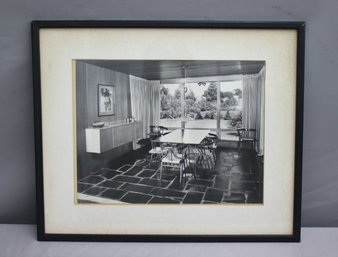 Architectural Black & White Photograph Of Mid-Century Modernist's Dining Room