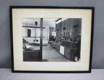 Architectural Black & White Photograph Of Mid-Century Modernist's  Living Room