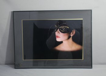 Framed Photograph Reproduction Print  Woman In Venetian Half Face Mask