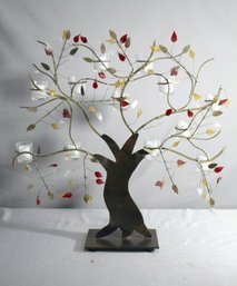 Glass Leaf And Metal Tree Multi Votive Candle Display