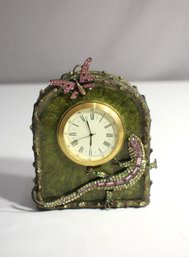 Jay Strongwater Clock Lizzard With Butterfly