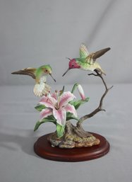 Maruri Anna's Hummingbirds & Lily Porcelain Bronze Figurine Statue