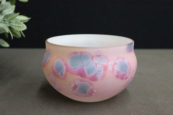 Vintage Hand-painted Art Glass Bowl By Rachel Aronova, Signed