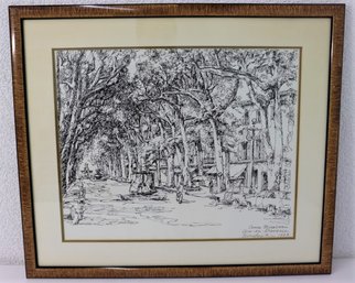 Pen & Ink Style  Drawing Cours Meribeu Aix-en-Provence, Signed And Dated 1977( Litho )