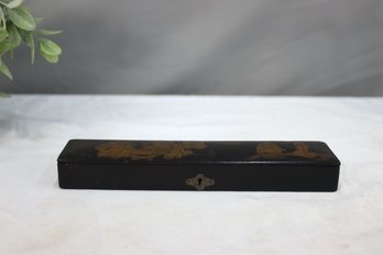 Vintage Japanese Highly Decorated Lacquered Desk Box With Writing Tools