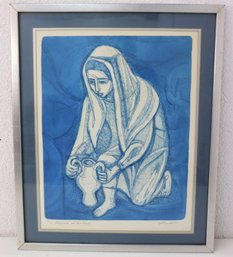 Limited Edition Lithograph Rebecca At The Well By Irving Amen #52/250, Signed And Numbered
