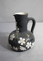 Hand-Painted Floral Handled Jug With Hebrew Writing Tag'