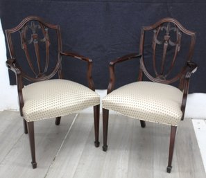 Pair Of Shield Back Chairs-antique