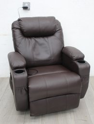 Massage Heated PU Leather 360 Degree Swivel Recliner Chair With Remote - Brown