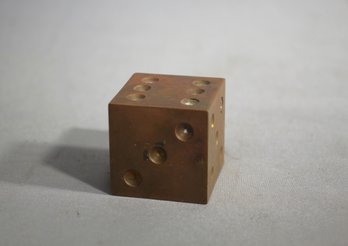 Small Solid Brass Dice Paperweight