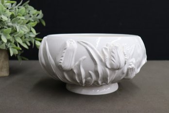 Vinatge Italian Made High Relief Flower Ceramic Planter Exclusively For Jay-Willfred Of NY