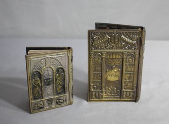 'Vintage Decorative Jewish Prayer Books In Embossed Metal Cases