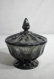 Vintage 70s Anchor Hocking Fairfield Smoke Grey  Lidded Candy Dish