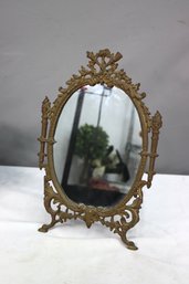 Vintage Art Nouveau Style Brass Vanity Table Mirror