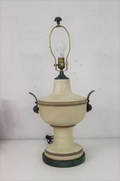 Cream Ceramic And  Metal Handle Urn Lamp Base. Nice Quality
