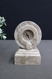 Post-Modern Style Coquina Stone Mantel Clock By Renoir Designs