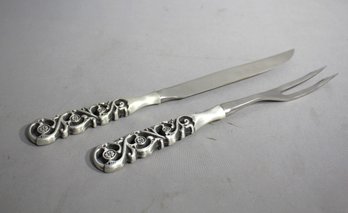 HK Acanthos Hand Cast Pewter Norway Carving Set Carving Fork & Knife