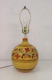 Mid-Century Yellow/brown/green Italian Ceramic Orb Vase Lamp