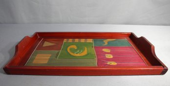 Colorful Mid-Century Modern  KaKadu Hand-Painted Wooden Tray-19' X  13'