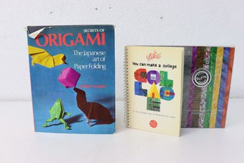 L - Two Instructional Craft Books - Origami And Collage