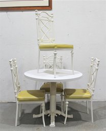 Palm Beach Regency Yellow And White Conservatory Foo Bamboo  Table And 4 Chairs Metal