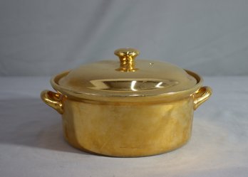 Hall China For Gumps And Golden  22kt Gold Covered Casserole