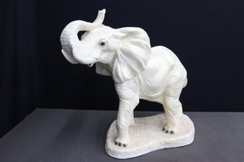 Trumpeting Elephant Painted Plaster Figurine