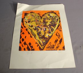 Woodcut Heart 1993 - Signed Limited Edition Lithograph  45/500