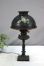 Vintage Neoclassical Style Toleware Painted Metal Desk Lamp