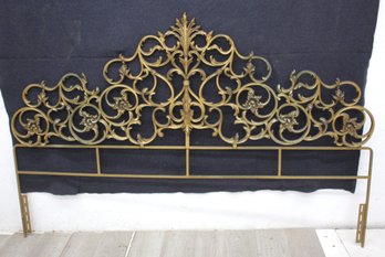 Ornate Full Size Iron Headboard With Intricate Scroll Design