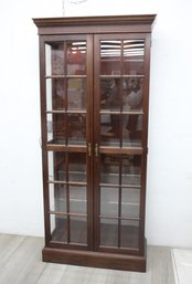 Mahogany Finish Curio Display Cabinet With Lights