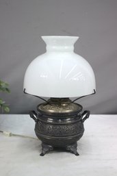 Vintage  Ornate Cauldron Base Oil Lamp Converted To Electric